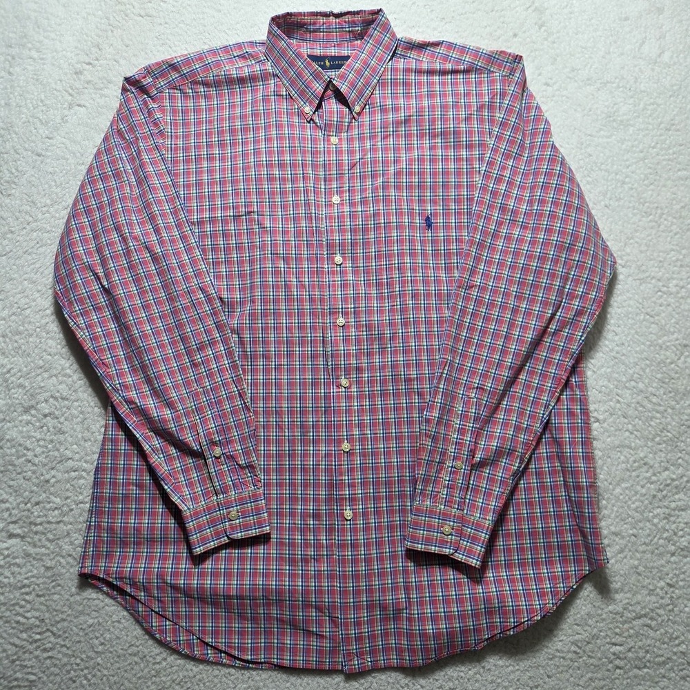 Ralph Lauren Long Sleeve Button Down Mens XLT plaid Formal Pony Preppy